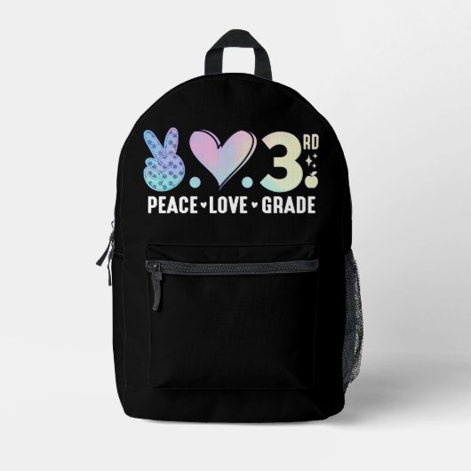 Peace Love 3rd Grad Terug naar school Bedrukte Rugzak (Voorkant)