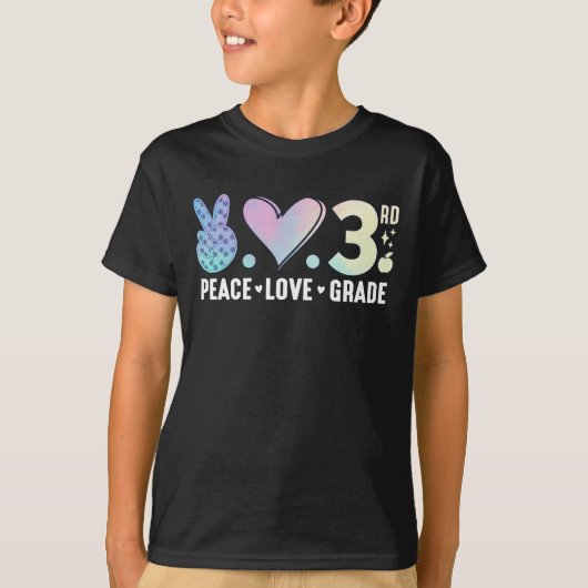 Peace Love 3rd Grad Terug naar school T-shirt (Voorkant)