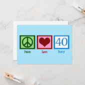 Peace Love 40 Cute 40th Birthday Kaart (Voorkant / Achterkant in situ)