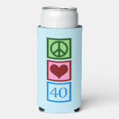 Peace Love 40 Cute Blue 40th Birthday Party Seltzer Blikjeskoeler (Seltzer Voorkant)