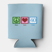 Peace Love 40th Birthday Cute Party Blikjeskoeler (Voorkant)