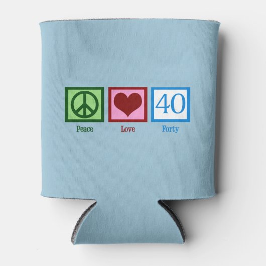 Peace Love 40th Birthday Cute Party Blikjeskoeler (Voorkant)
