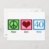 Peace Love 40th Birthday Cute Party Briefkaart (Voorkant / Achterkant)