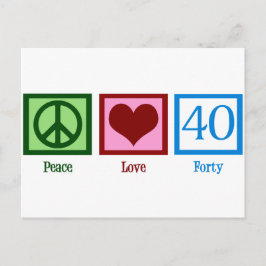 Peace Love 40th Birthday Cute Party Briefkaart