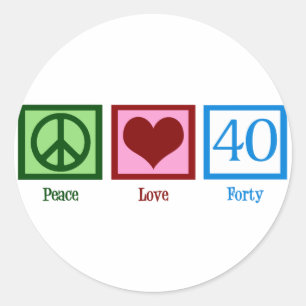 Peace Love 40th Birthday Cute Party Ronde Sticker