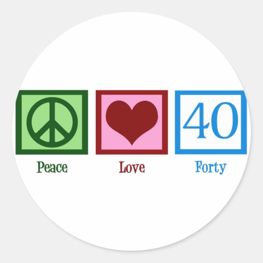 Peace Love 40th Birthday Cute Party Ronde Sticker (Voorkant)