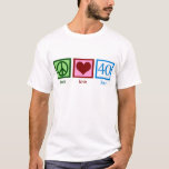 Peace Love 40th Birthday Cute Party T-shirt<br><div class="desc">Vredesliefde veertigste verjaardag.</div>
