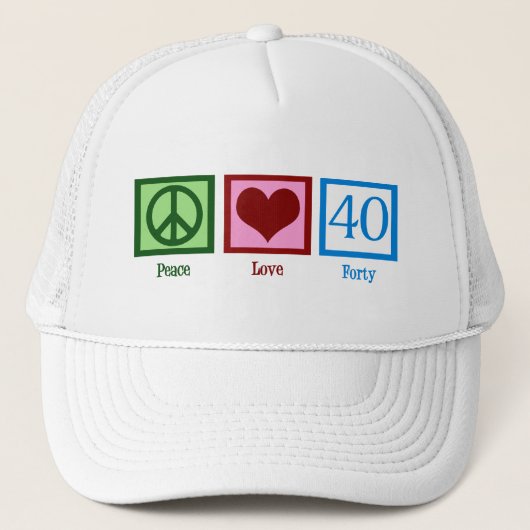 Peace Love 40th Birthday Cute Party Trucker Pet (Voorkant)