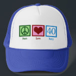 Peace Love 40th Birthday Cute Party Trucker Pet<br><div class="desc">Peace Love 40th Birthday Party pet. Peace Love 40.</div>