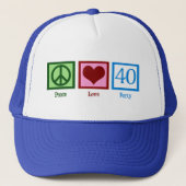 Peace Love 40th Birthday Cute Party Trucker Pet (Voorkant)