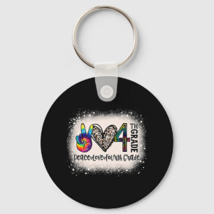 Peace Love 4th Grade Girls Teacher Back to School Sleutelhanger