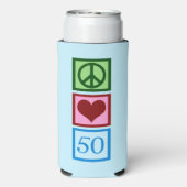 Peace Love 50 Cute Blue 50th Birthday Party Seltzer Blikjeskoeler (Seltzer Achterkant)