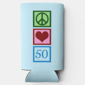Peace Love 50 Cute Blue 50th Birthday Party Seltzer Blikjeskoeler (Achterkant)