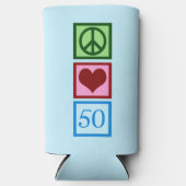 Peace Love 50 Cute Blue 50th Birthday Party Seltzer Blikjeskoeler (Voorkant)
