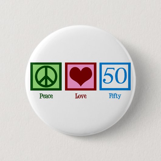 Peace Love 50 Ronde Button 5,7 Cm (Voorkant)