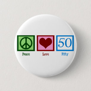 Peace Love 50 Ronde Button 5,7 Cm