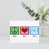 Peace Love 50th Birthday Cute Party Briefkaart (Staand voorkant)