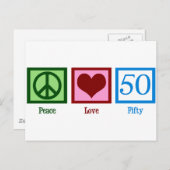 Peace Love 50th Birthday Cute Party Briefkaart (Voorkant / Achterkant)