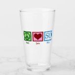 Peace Love 50th Birthday Cute Party Glas<br><div class="desc">Vredesliefde vijftig. Een schattig cadeau voor 50ste verjaardag voor iemand die hun vijftigste dag viert. Een  vredesteken,  hart en het nummer 50.</div>