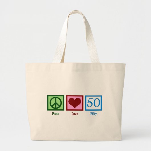 Peace Love 50th Birthday Cute Party Grote Tote Bag (Voorkant)