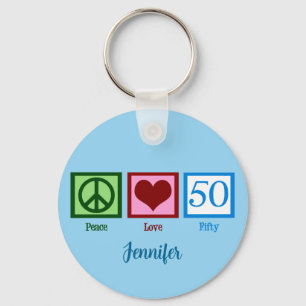 Peace Love 50th Birthday Cute Party Sleutelhanger