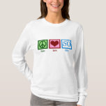 Peace Love 50th Birthday Cute Party T-shirt<br><div class="desc">Een vijftigjarig T-shirt voor een vrouw die vijftig wordt. Een  over het geschenk van de heuvel.</div>