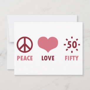 Peace Love 50th Birthday Gifts Kaart
