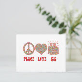 Peace Love 55 Briefkaart (Staand voorkant)