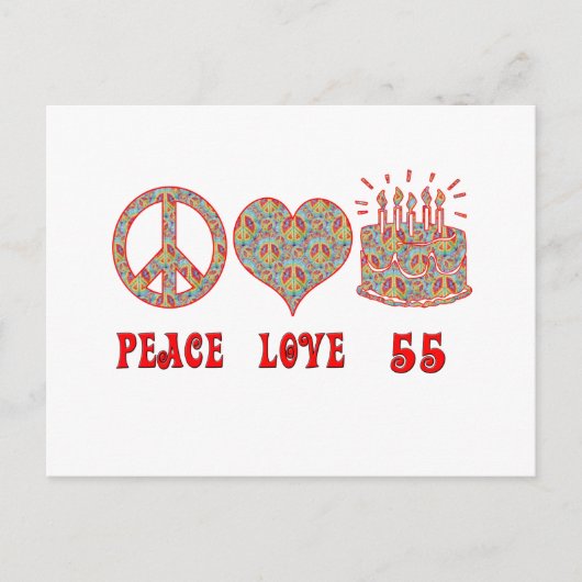 Peace Love 55 Briefkaart (Voorkant)