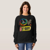 Peace Love 5th Grade Tie Dye Leopard Back to Scho Trui (Voorkant volledig)