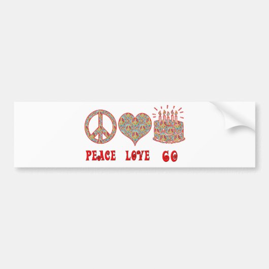 Peace Love 60 Bumpersticker (Voorkant)