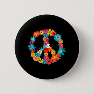 Peace Love 60's 70's Hippie Costume Colorful Flo Ronde Button 5,7 Cm