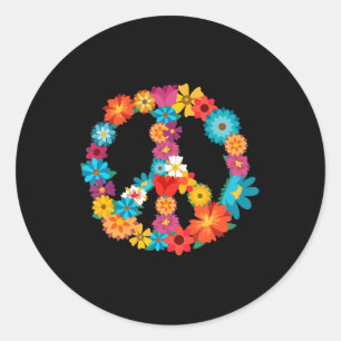 Peace Love 60's 70's Hippie Costume Colorful Flo Ronde Sticker