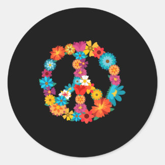 Peace Love 60's 70's Hippie Costume Colorful Flo Ronde Sticker