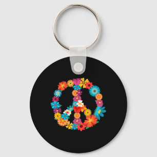 Peace Love 60's 70's Hippie Costume Colorful Flo Sleutelhanger