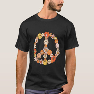 Peace Love 60's 70's Hippie Costume Colorful Flowe T-shirt
