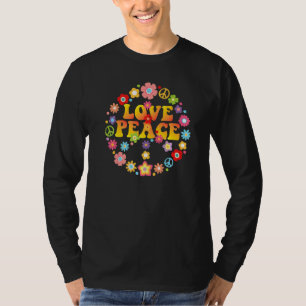 Peace Love 60s 70s Stropdas Die Groovy Hippie Cost T-shirt