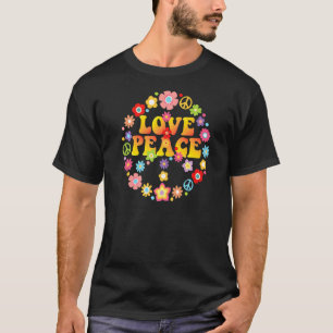 Peace Love 60s 70s Stropdas Die Groovy Hippie Cost T-shirt