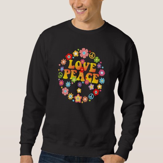 Peace Love 60s 70s Stropdas Die Groovy Hippie Cost Trui (Voorkant)
