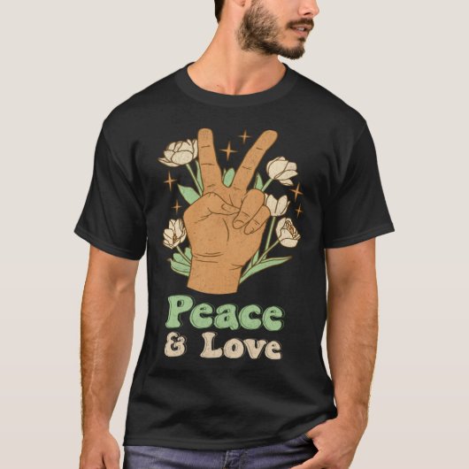 Peace & Love 60s 70s Tie Dye Hippie Costume Retro T-shirt (Voorkant)