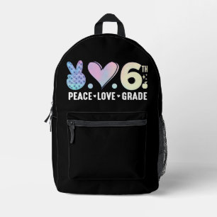 Peace Love 6e klas grappig terug naar school Bedrukte Rugzak