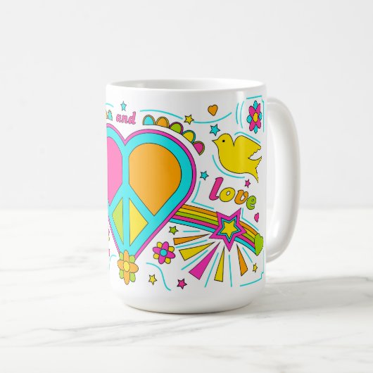 Peace & Love 70s Graffiti Mok (Voorkant rechts)