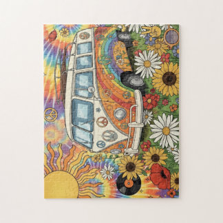 Peace & Love 70s Retro Bus Puzzel