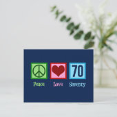 Peace Love 70ste verjaardag Briefkaart (Staand voorkant)