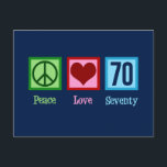 Peace Love 70th Birthday Briefkaart<br><div class="desc">PEACE LOVE 70 cadeau voor een zeventigste verjaardagsfeestje. Viel je moeder of oma's 70ste verjaardag met dit schattige ontwerp van een vredesbord,  hart en het getal 70.</div>