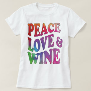 Peace Love 7 Wine Stropdas-Dyed Retro Design T-shirt