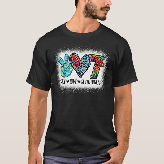 Peace Love 7e graad Terug naar schoolteam 7e G T-shirt (Voorkant)