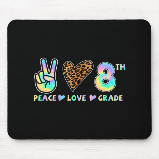 Peace Love 8th Grade Squad Back to School Teacher Muismat (Voorkant)