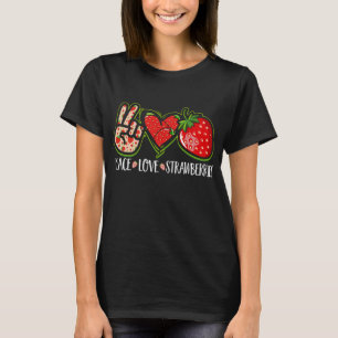 Peace Love Aardbeien Fruitbessen Schattige Strawbe T-shirt