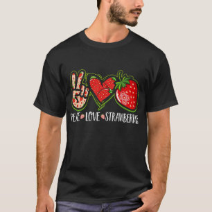 Peace Love Aardbeien Fruitbessen Schattige Strawbe T-shirt